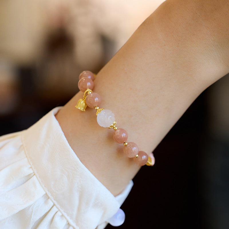 Lily of the valley natural sunstone bracelet