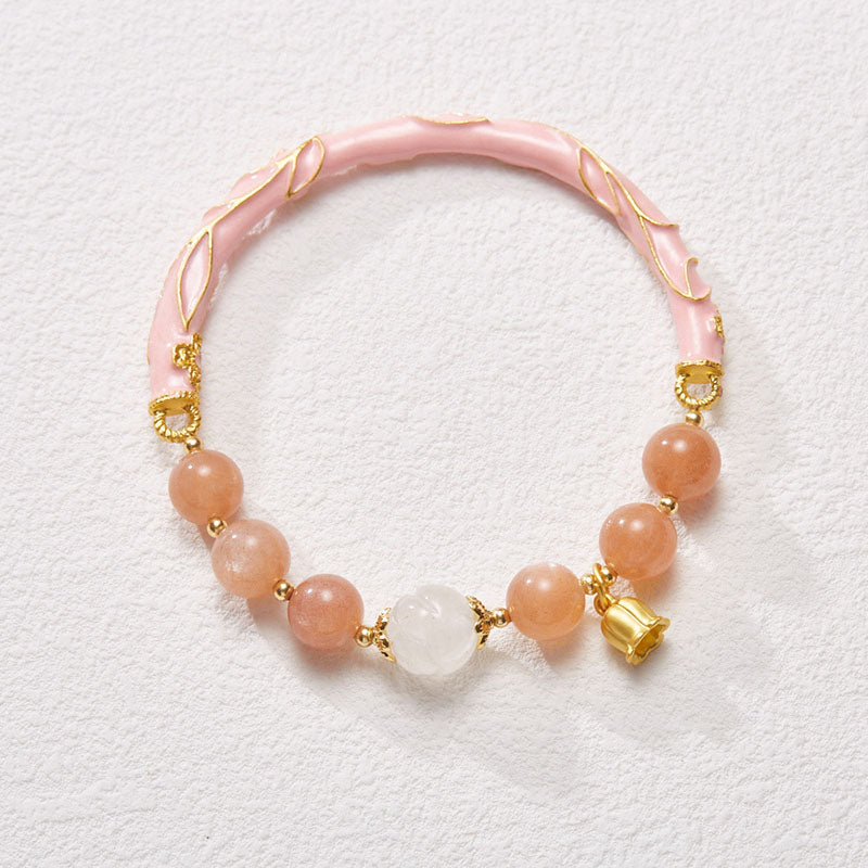 Lily of the valley natural sunstone bracelet