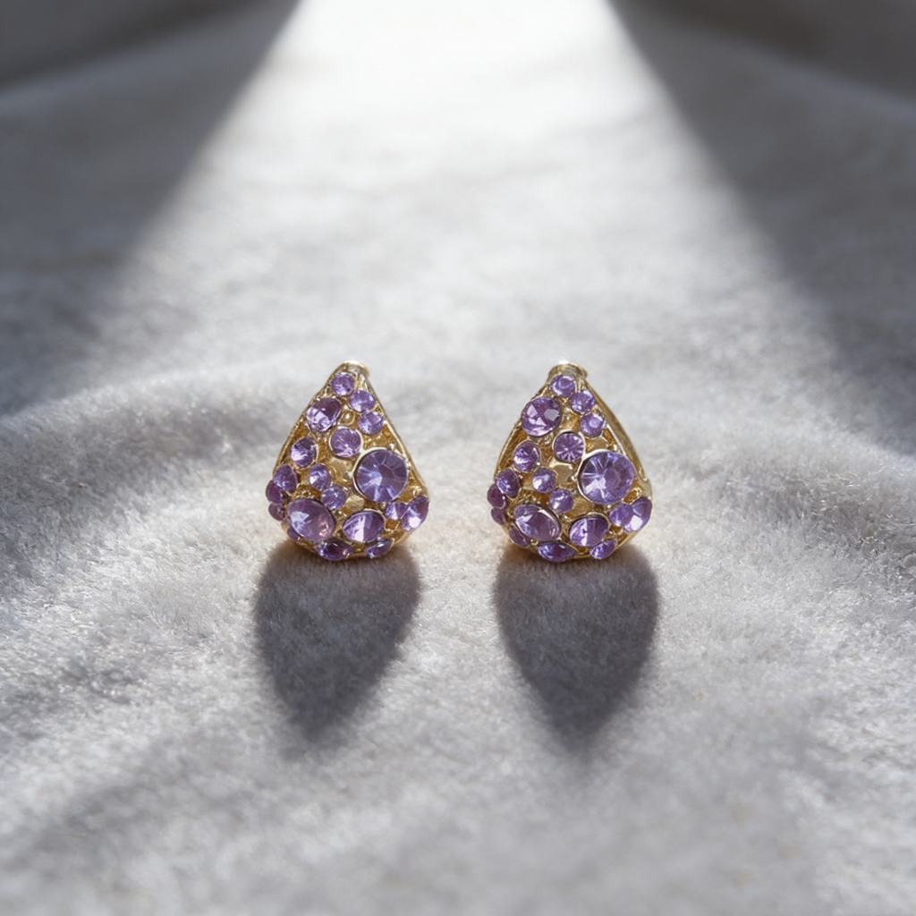 Elegant Amethyst Hollow Basket Earrings