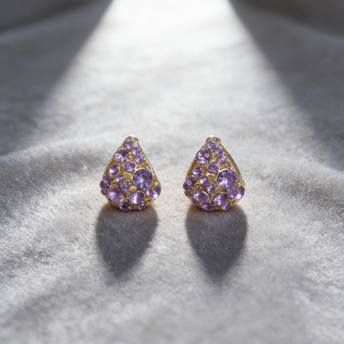 Elegant Amethyst Hollow Basket Earrings