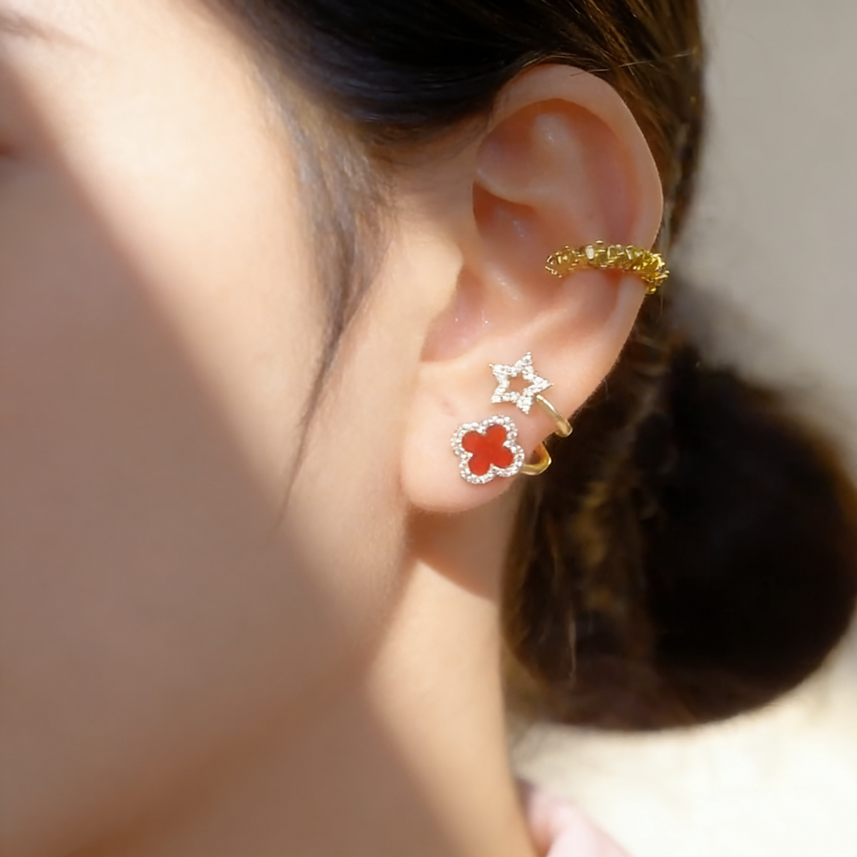 Four-Leaf Clover & Star Earrings