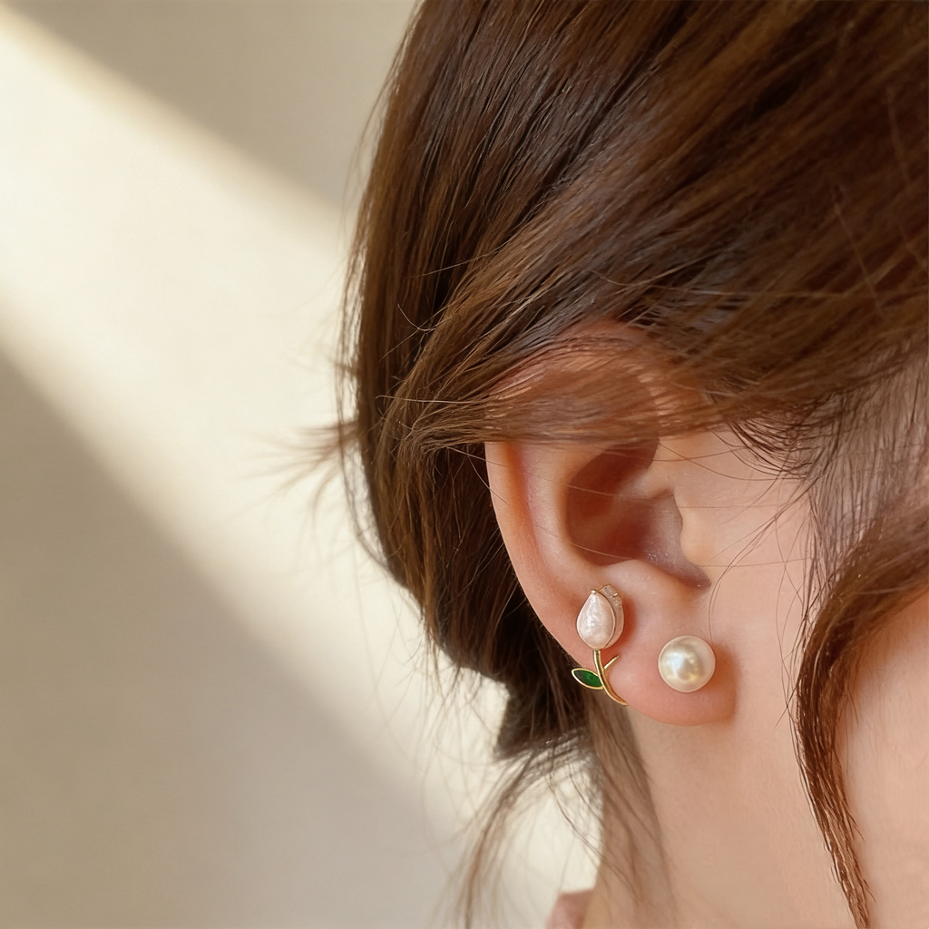 Tulip Pearl Earrings