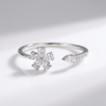 SILVER ZIRCONIA FLOWER - (ADJUSTABLE)