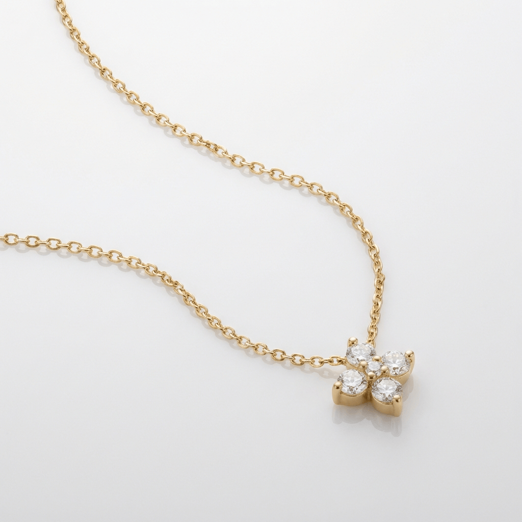 FLOWER ZIRCONIA PENDANT NECKLACE