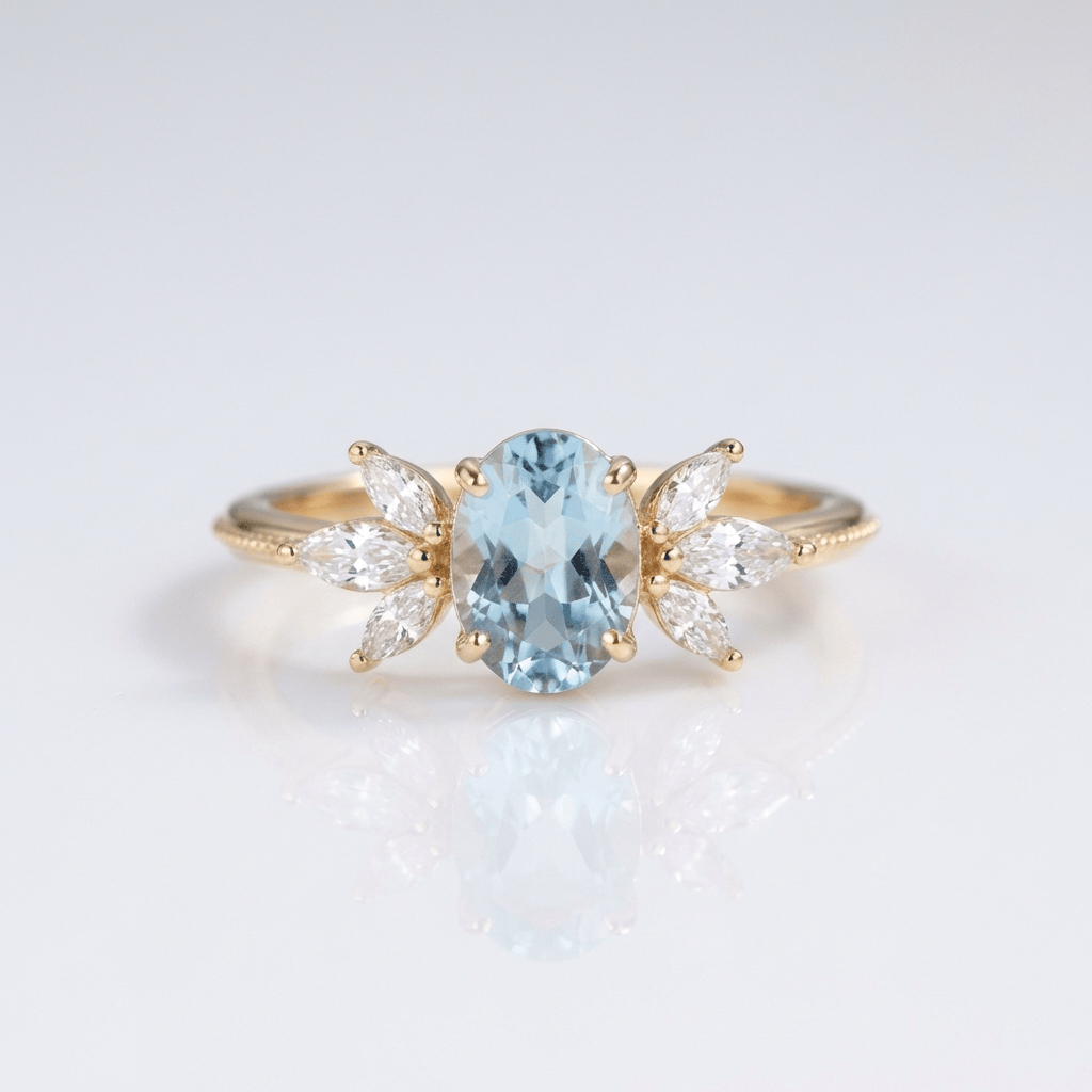 GOLD AQUAMARINE MARQUISE RING