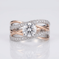 ROSE GOLD ROUND DIAMOND CROSSOVER RING