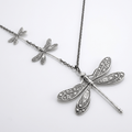 DRAGONFLY FAMILY VINTAGE SILVER NECKLACE