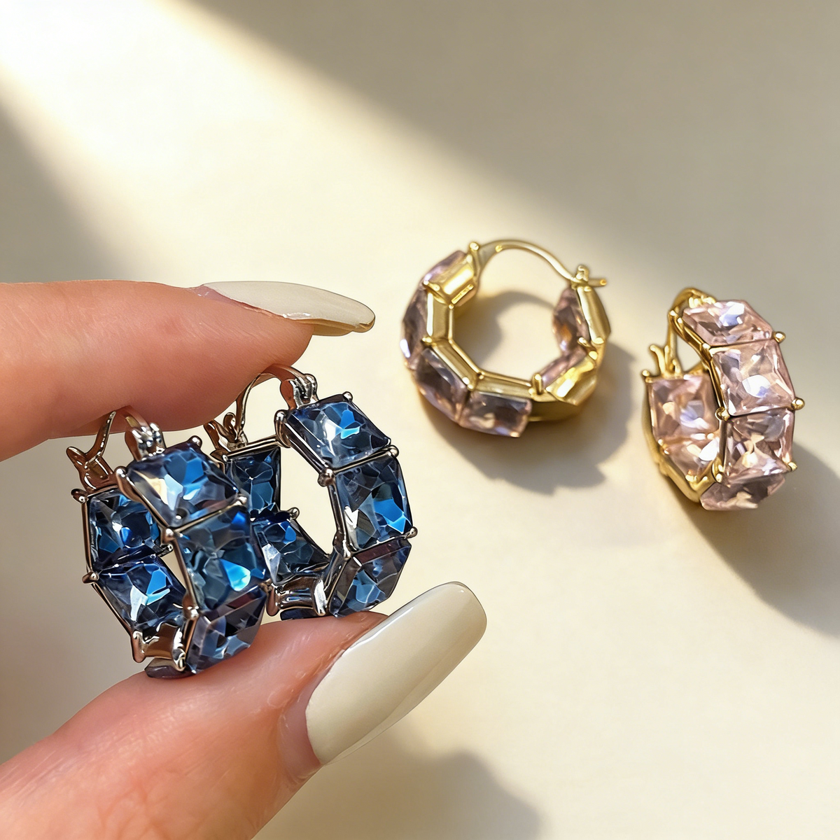 Square Sugarcube Hoop Earrings