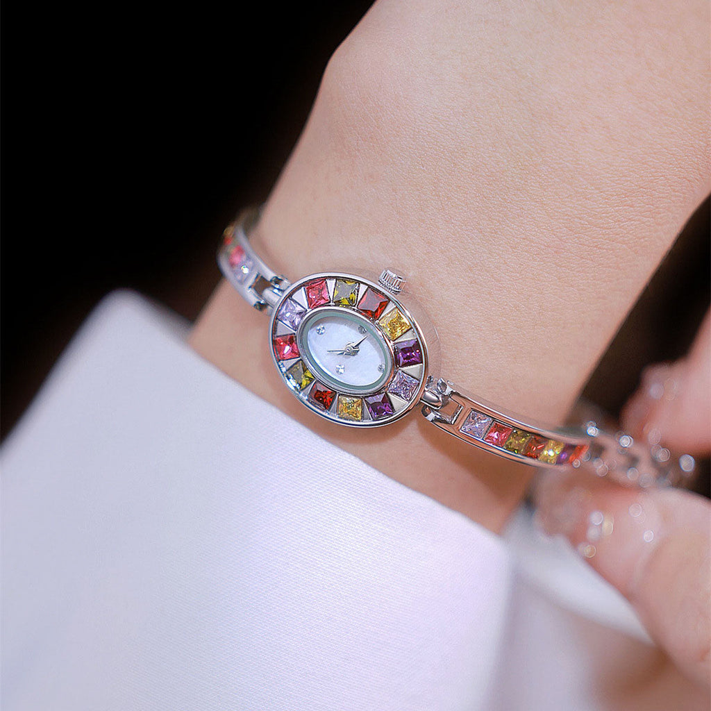 Gradient Rainbow Natural Crystal Bracelet