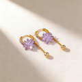 Purple Ice Flower Tassel Earrings