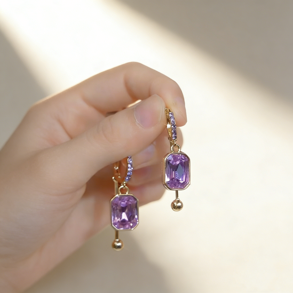 Amethyst Sugarcube Earrings