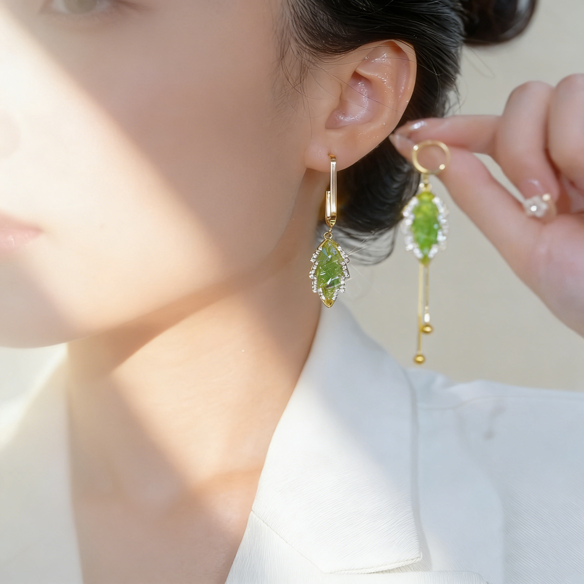 Asymmetrical Tassel Leaf Earrings