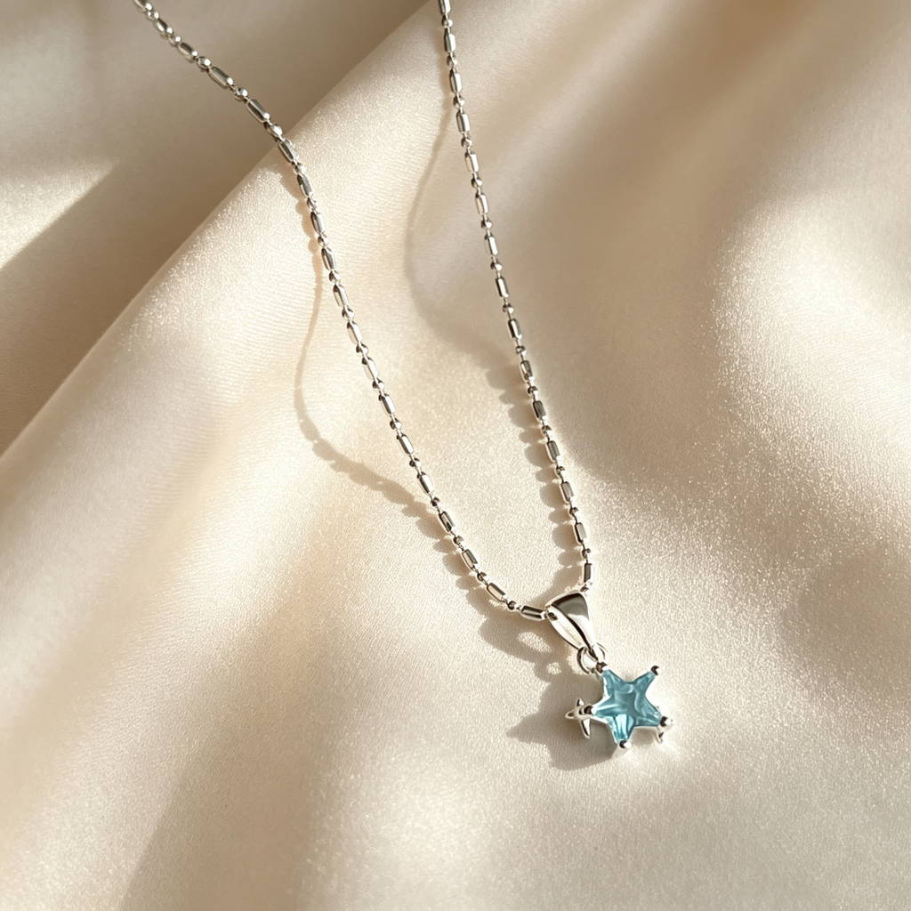 Blue Crystal Star Delicate Necklace