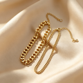 Double Layer Cuban Link Anklet Set