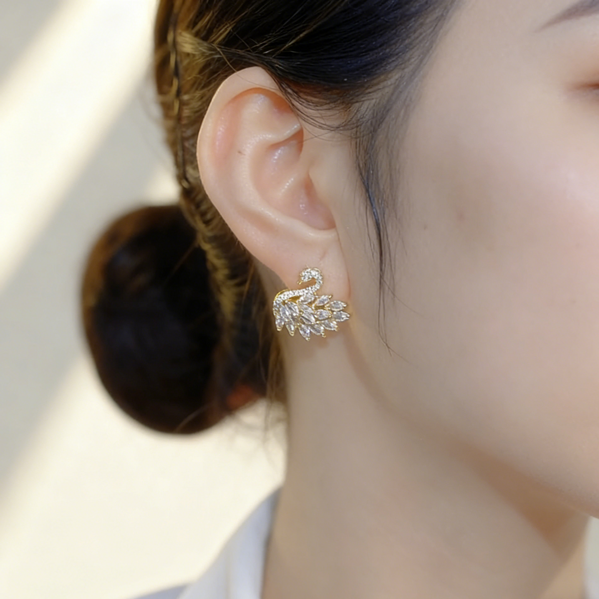 Diamond Swan Earrings
