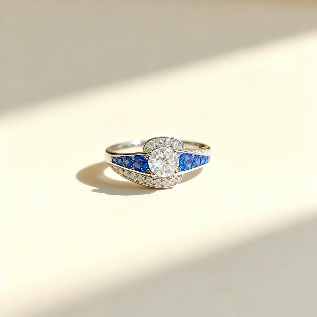 Pavé Aquamarine and Diamond Ring