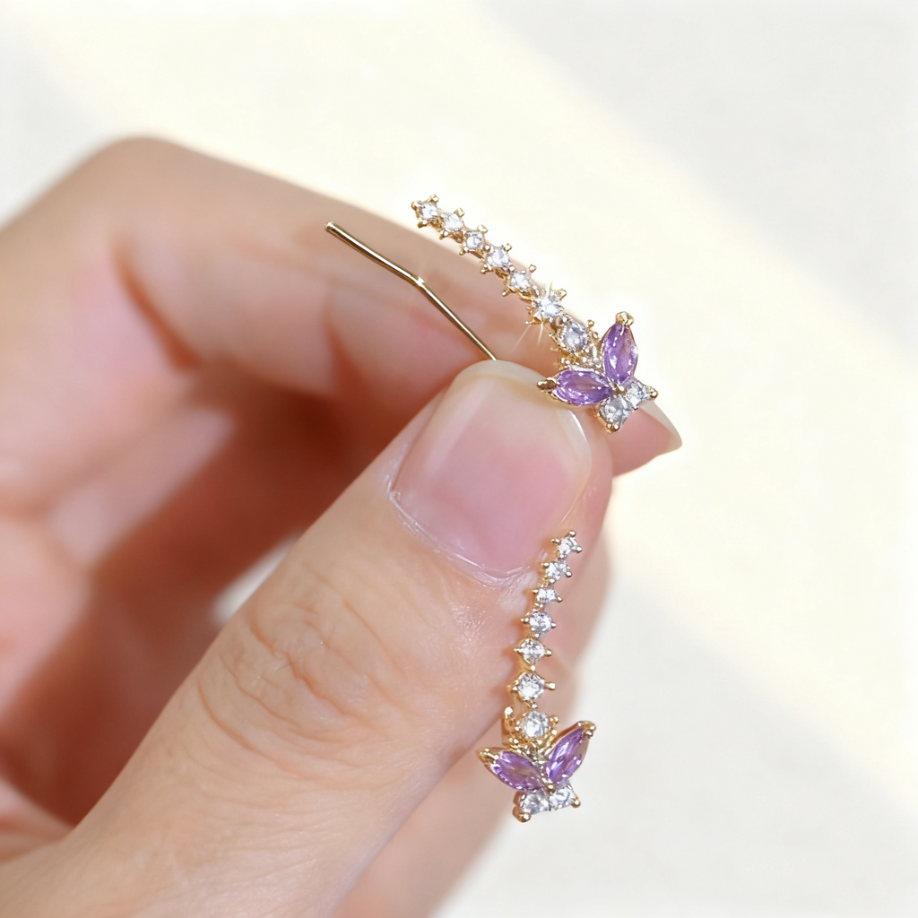 Amethyst Butterfly Earrings