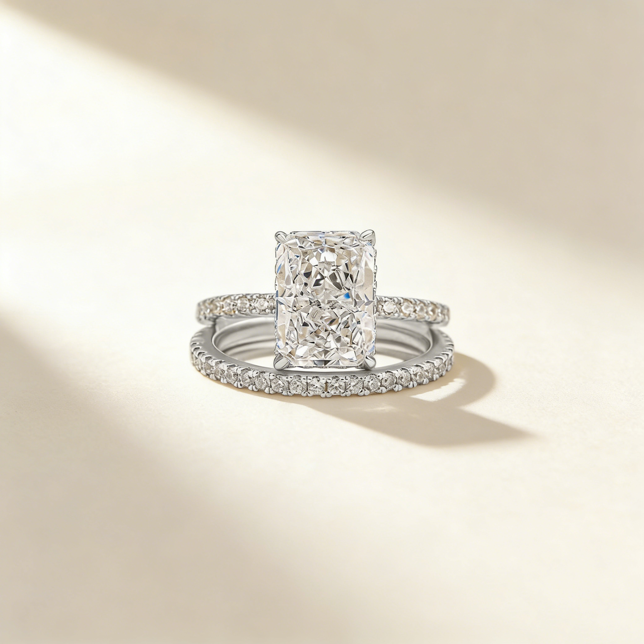 Ultra Sparkling Frost Cut Moissanite Ring Set
