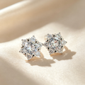 Snowflake Halo Moissanite Stud Earrings