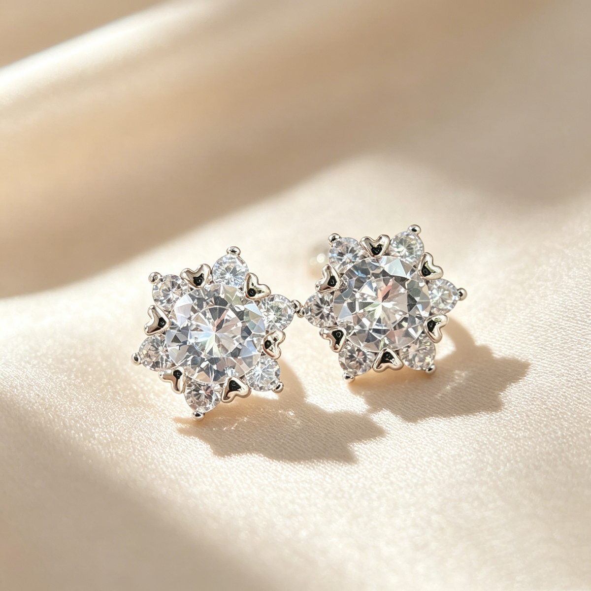 Snowflake Halo Moissanite Stud Earrings