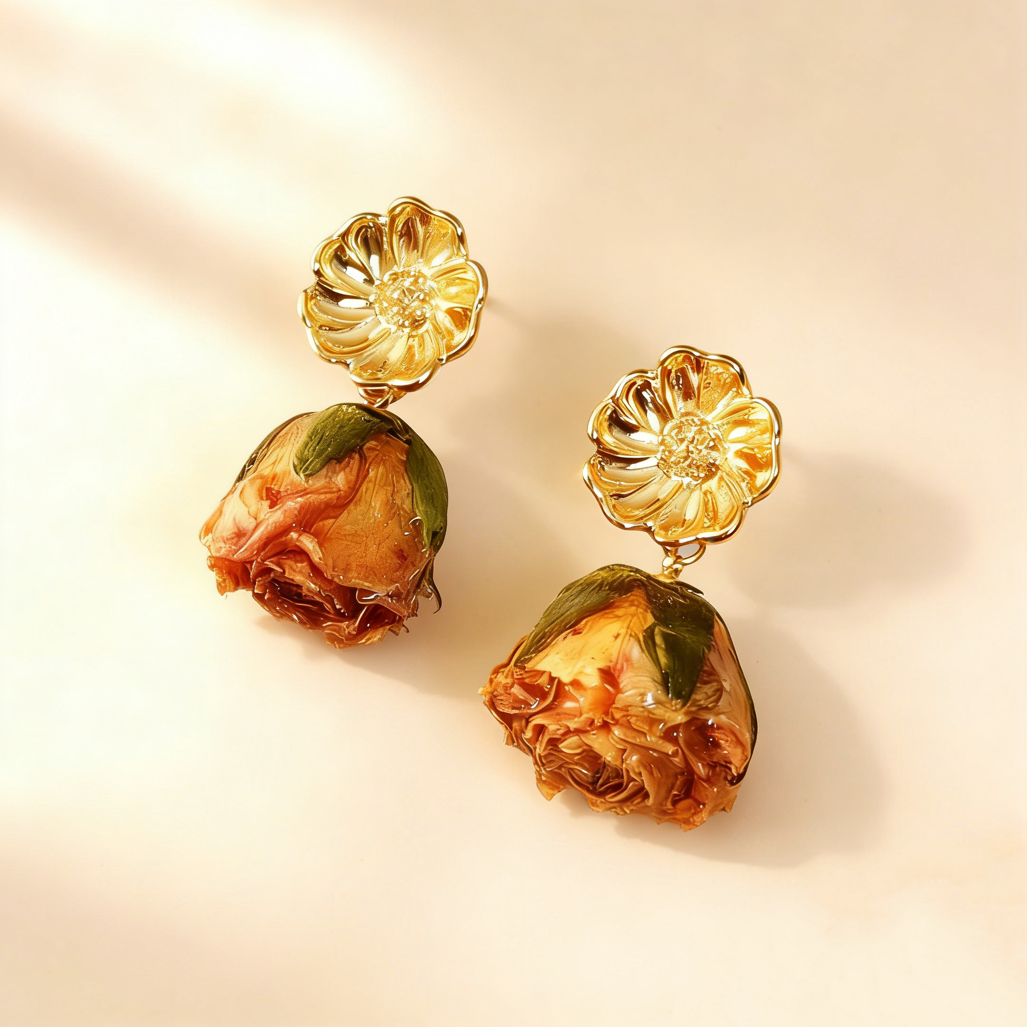 Handcrafted Yellow Rose Earrings