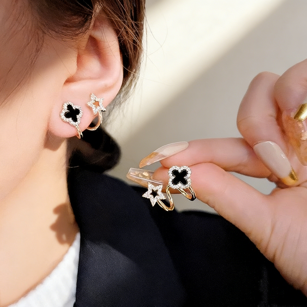 Four-Leaf Clover & Star Earrings