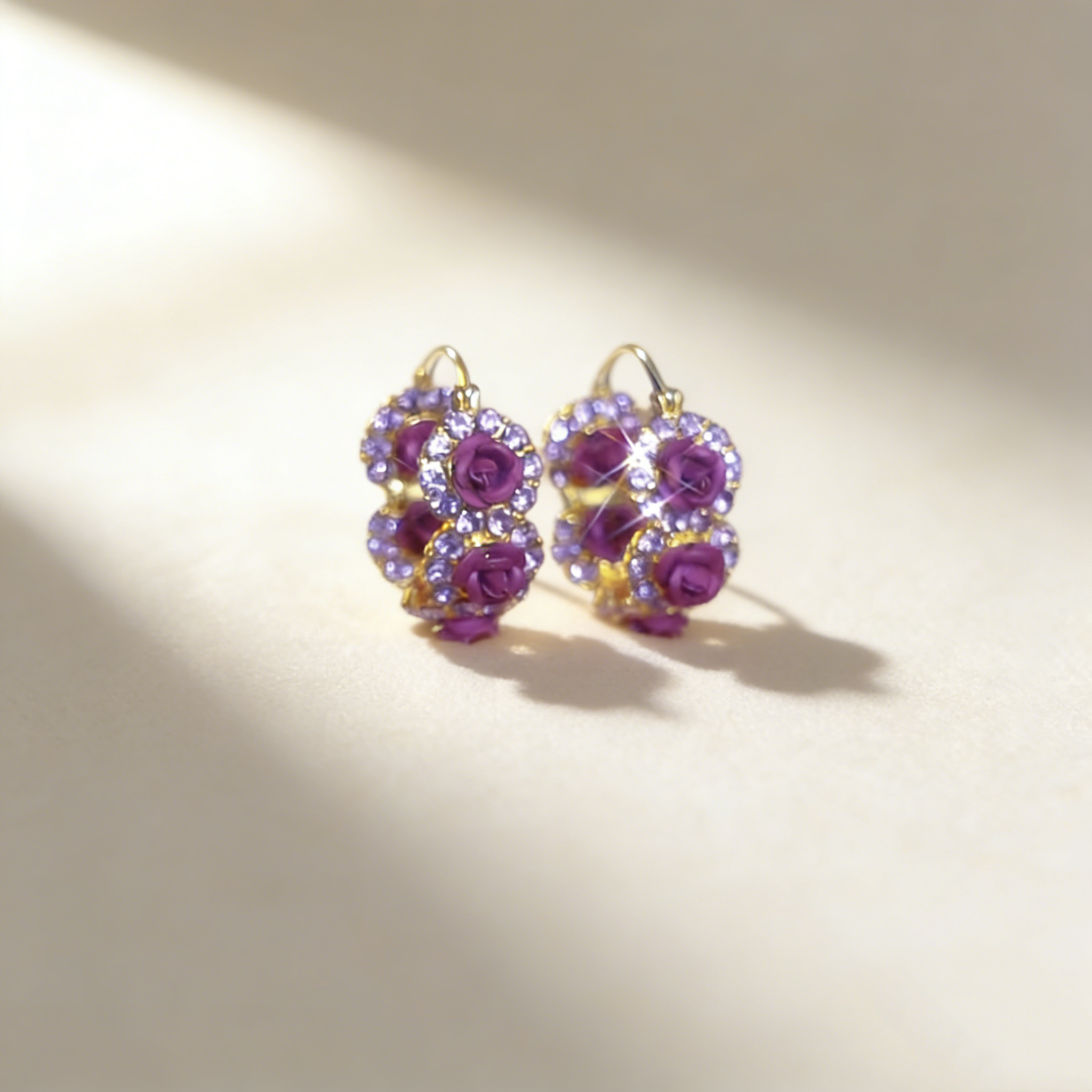 Purple Velvet Flower Amethyst Earrings