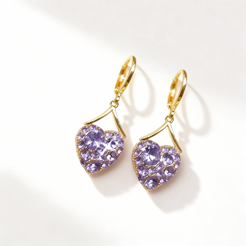 Amethyst Heart Earrings