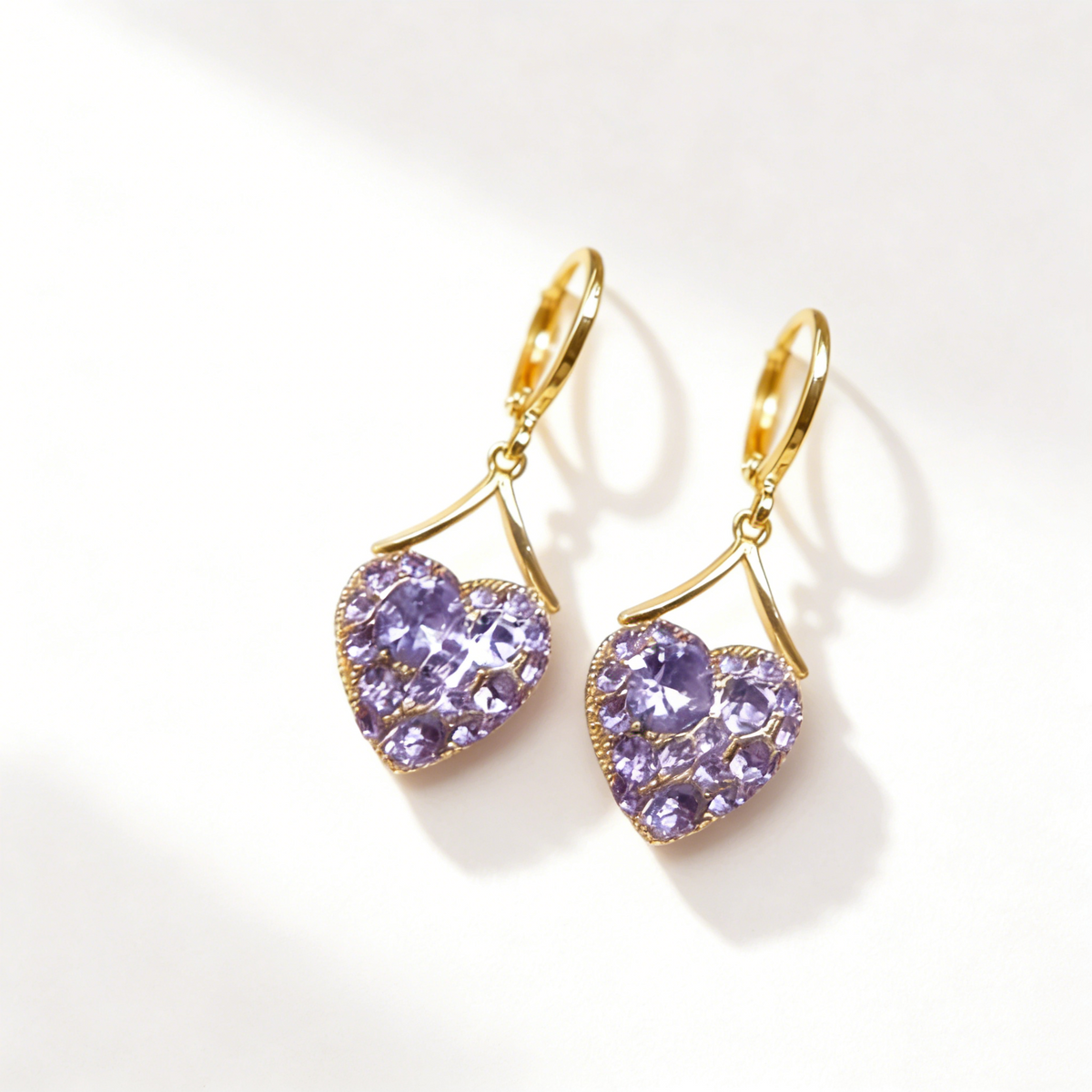 Amethyst Heart Earrings