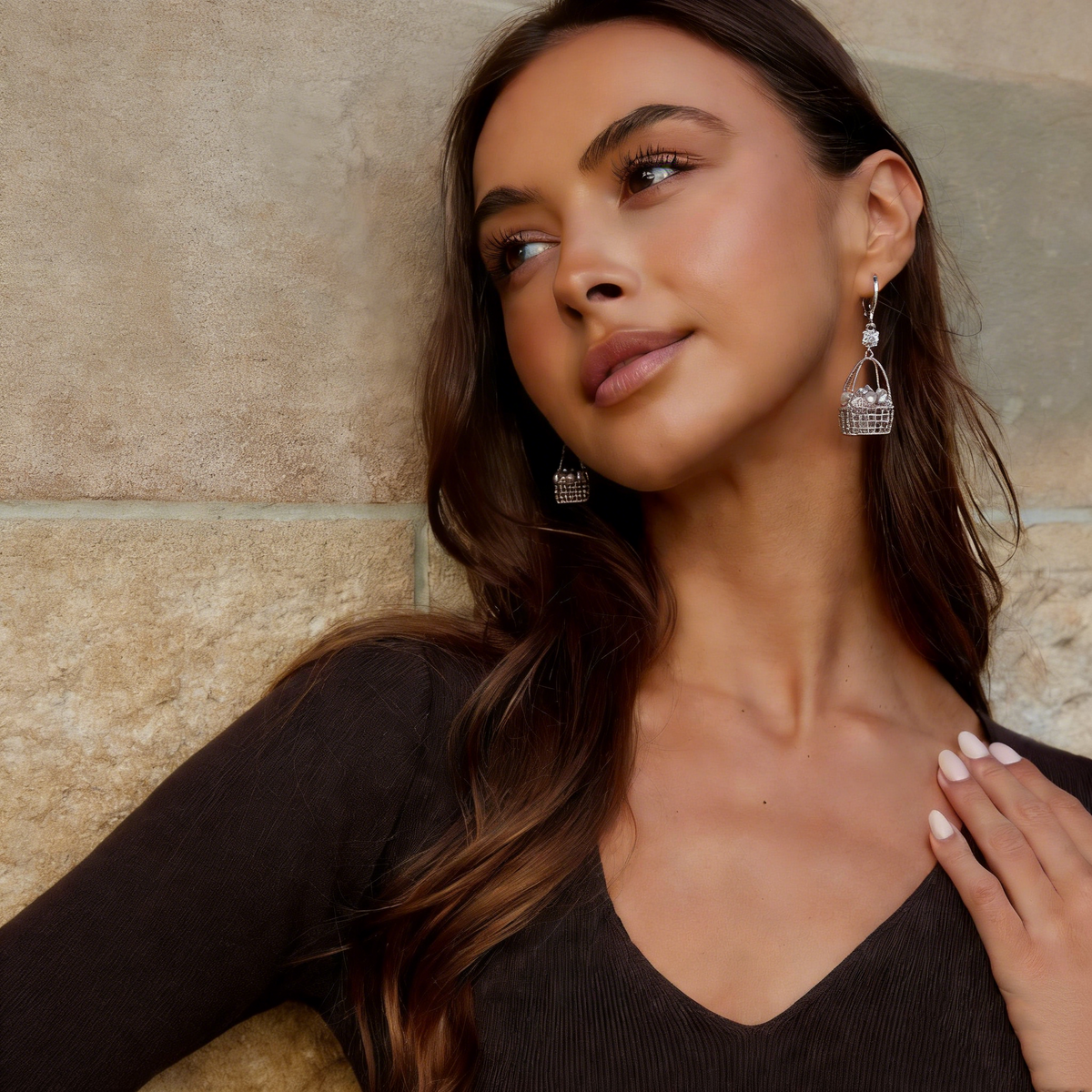 Pearl Basket Drop Earrings