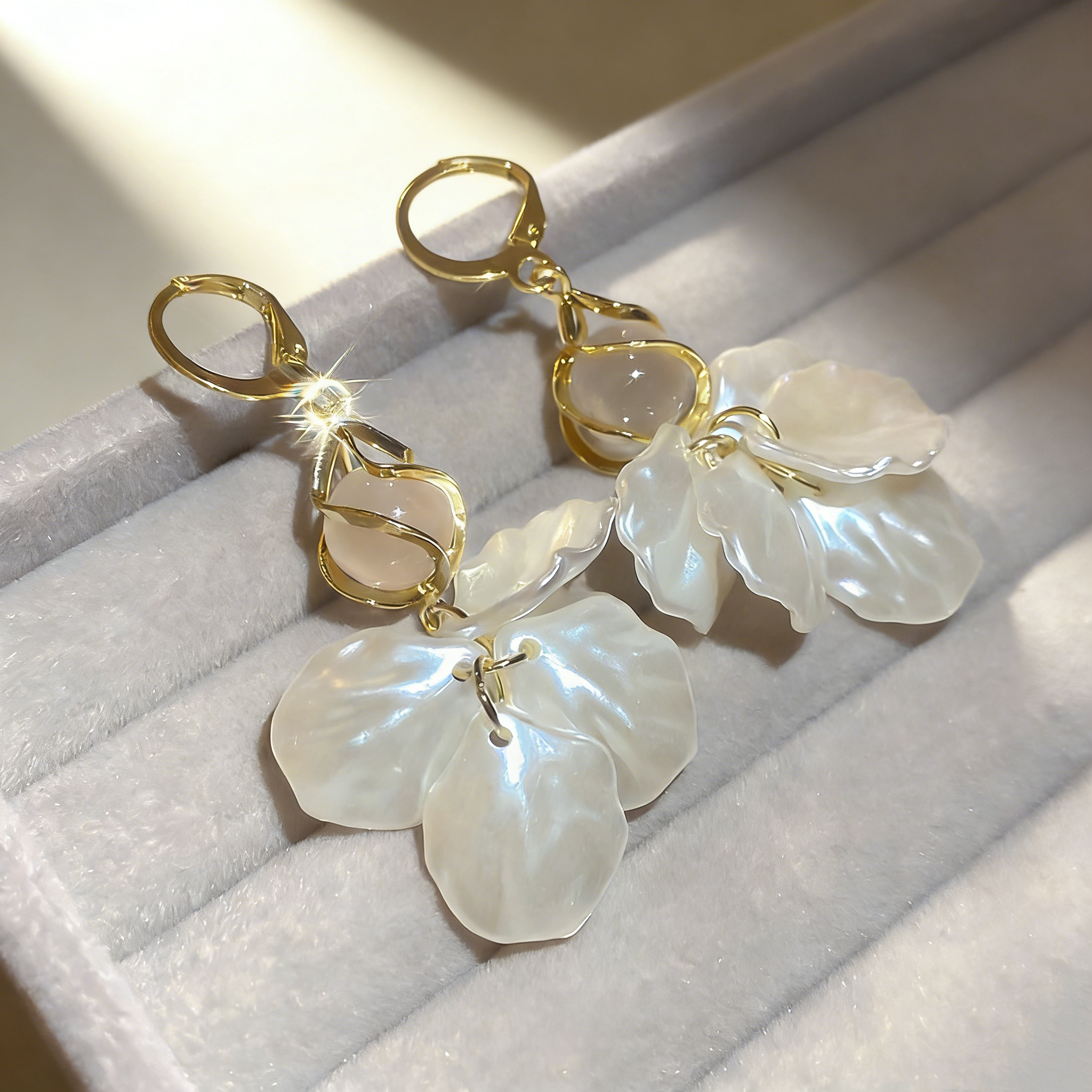 Pearl Petal Tassel Earrings