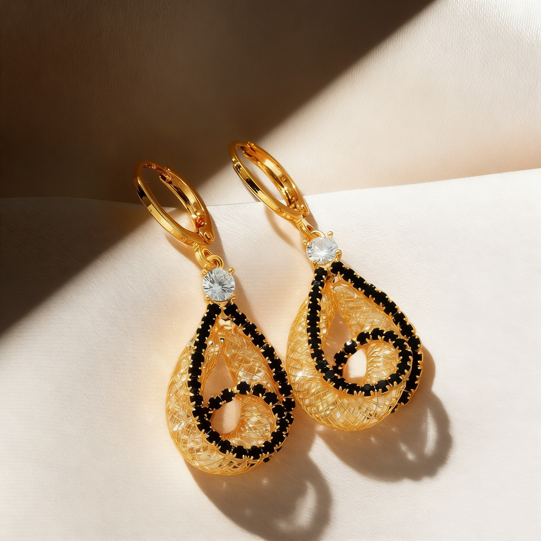 Elegant Black Crystal Waterdrop Wire Earrings