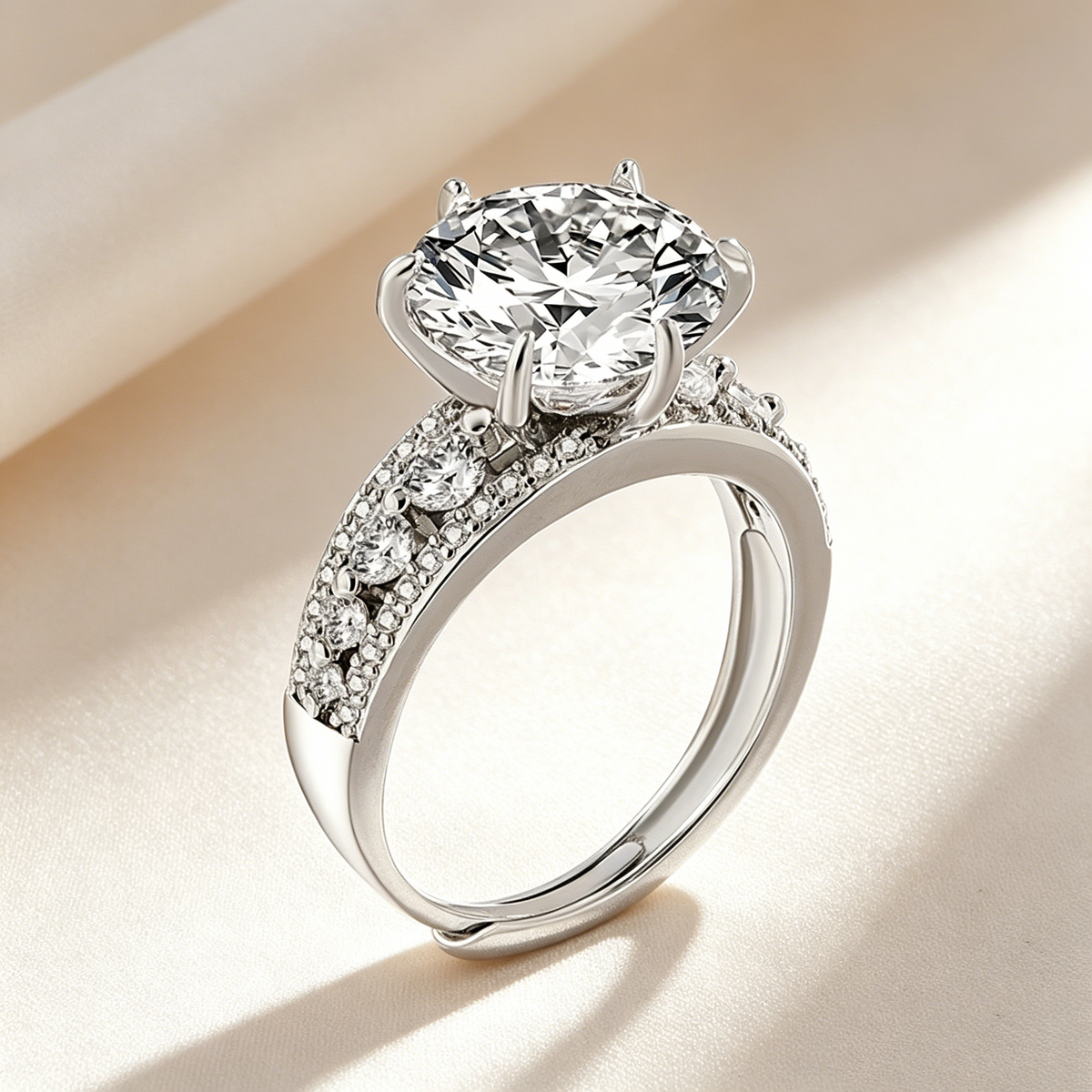 Double Pavé Moissanite Ring