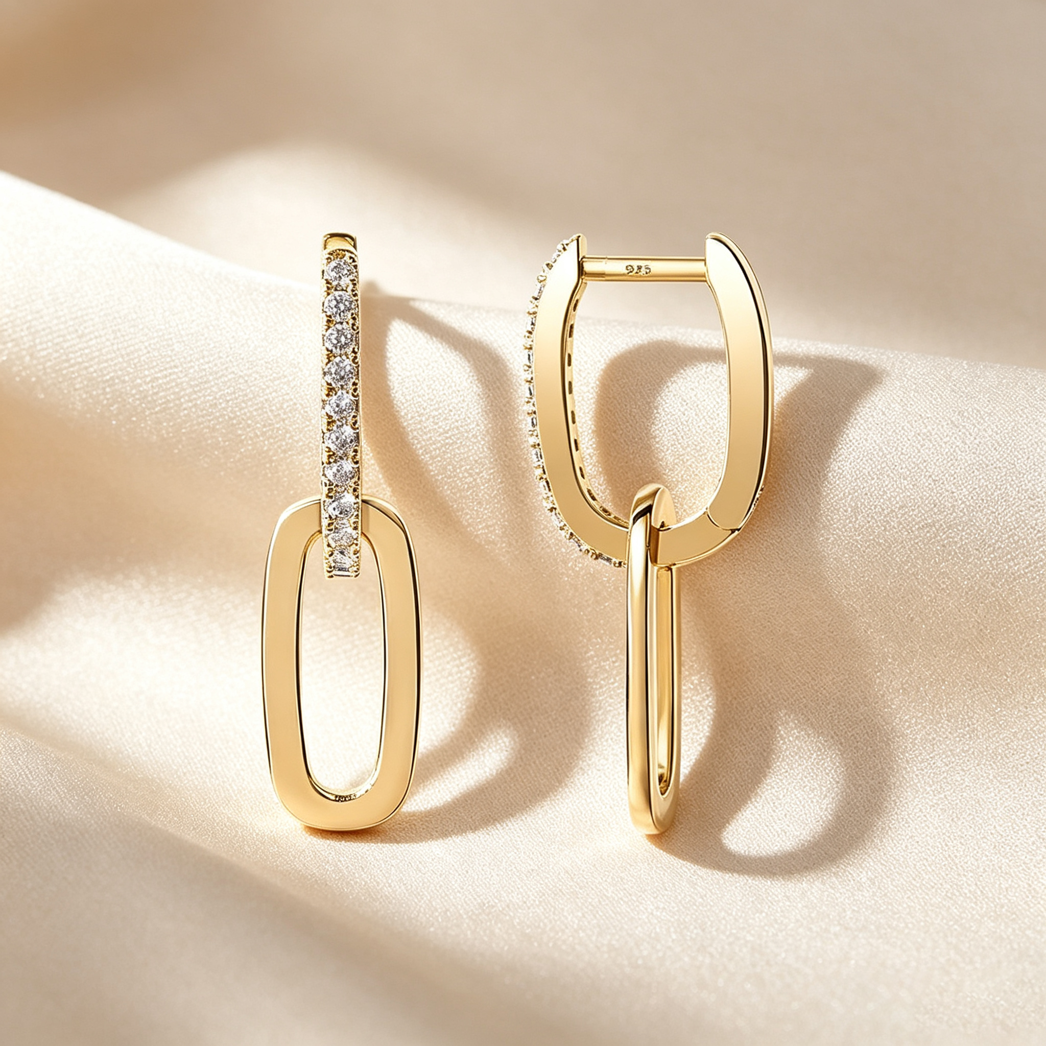 Double Link Rectangular Hoop Earrings