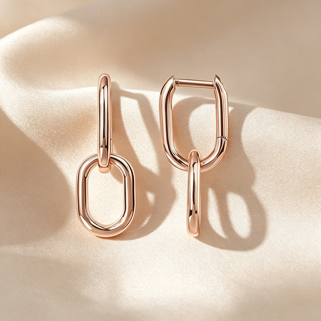 Double Link Rectangular Hoop Earrings