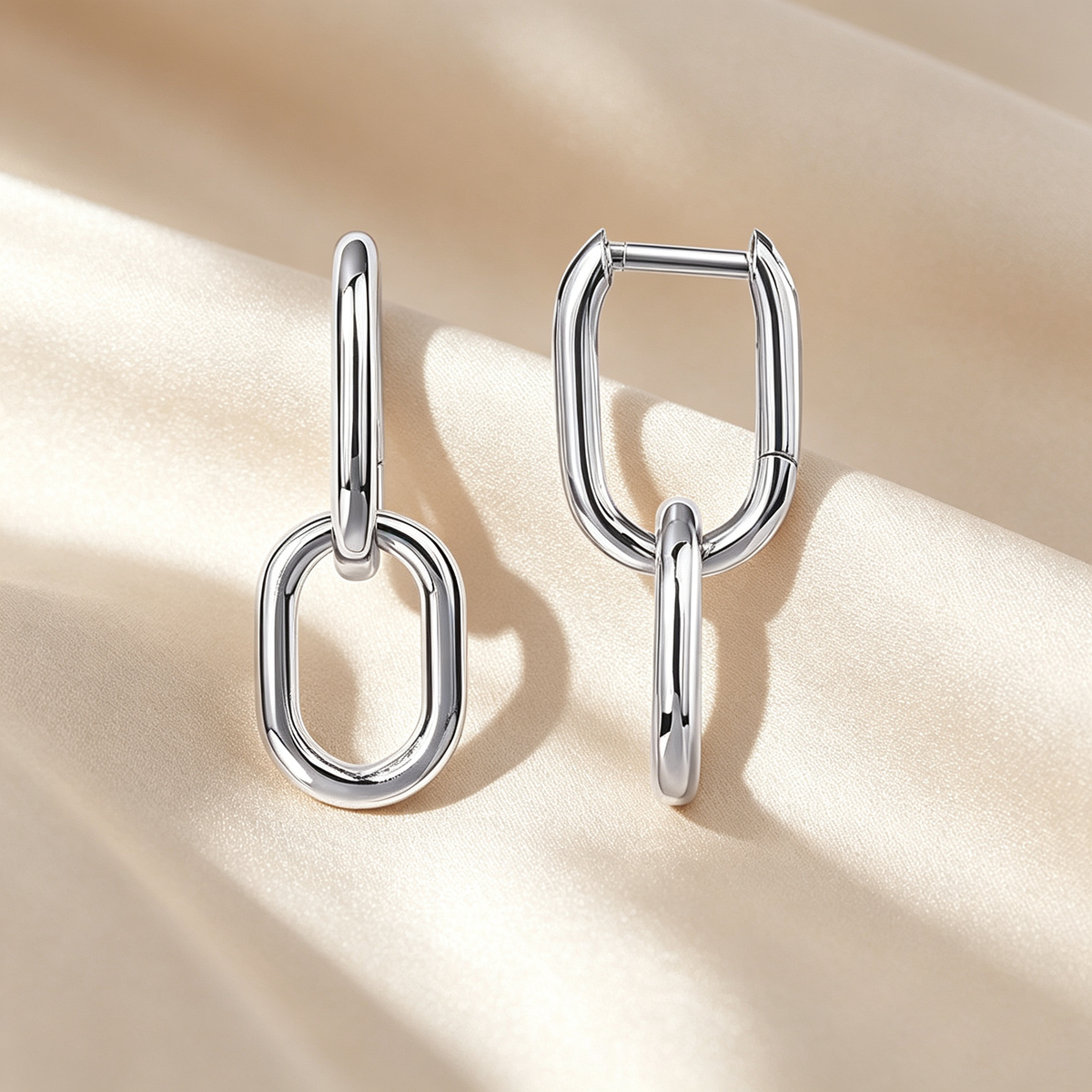 Double Link Rectangular Hoop Earrings