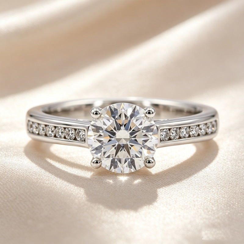 Round Stone Channel Paved Band Ring
