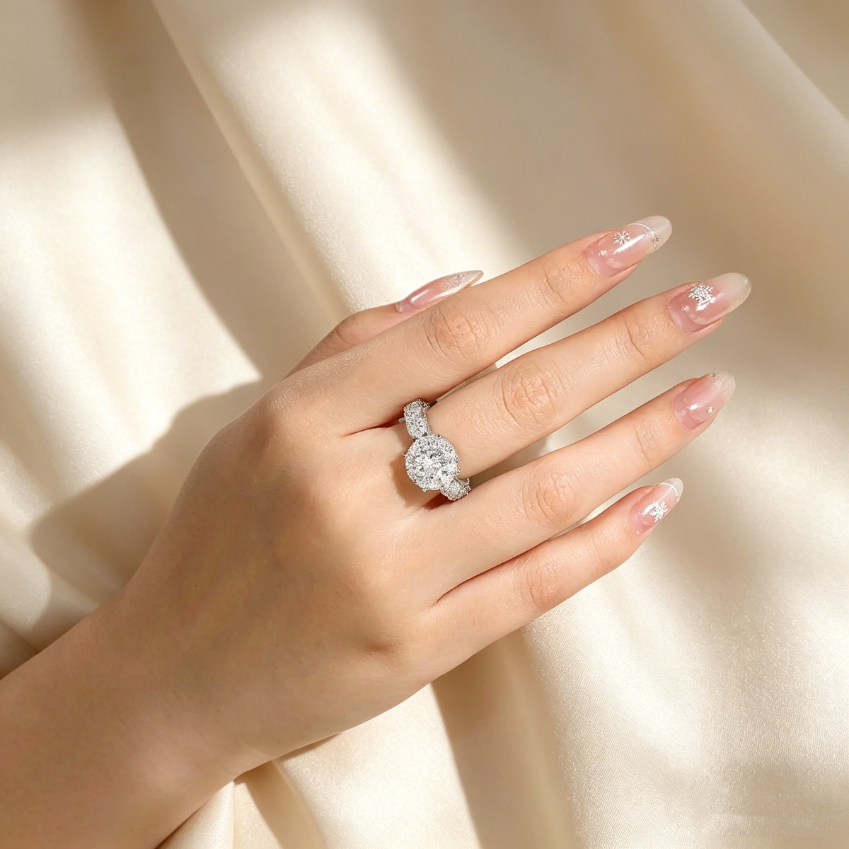 Twisted Band Multi-Layer Halo Moissanite Ring