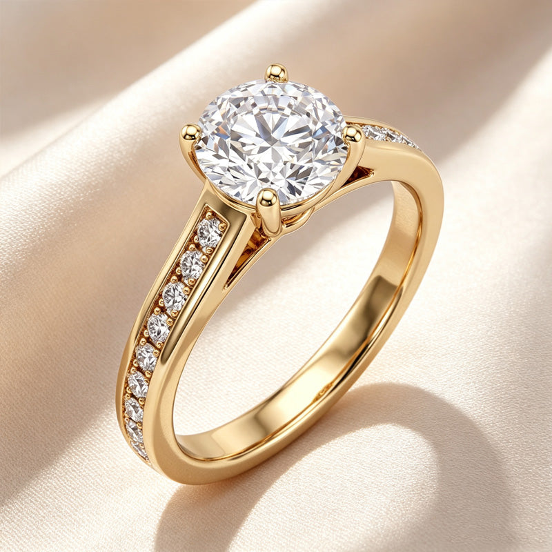 Round Stone Channel Paved Band Ring