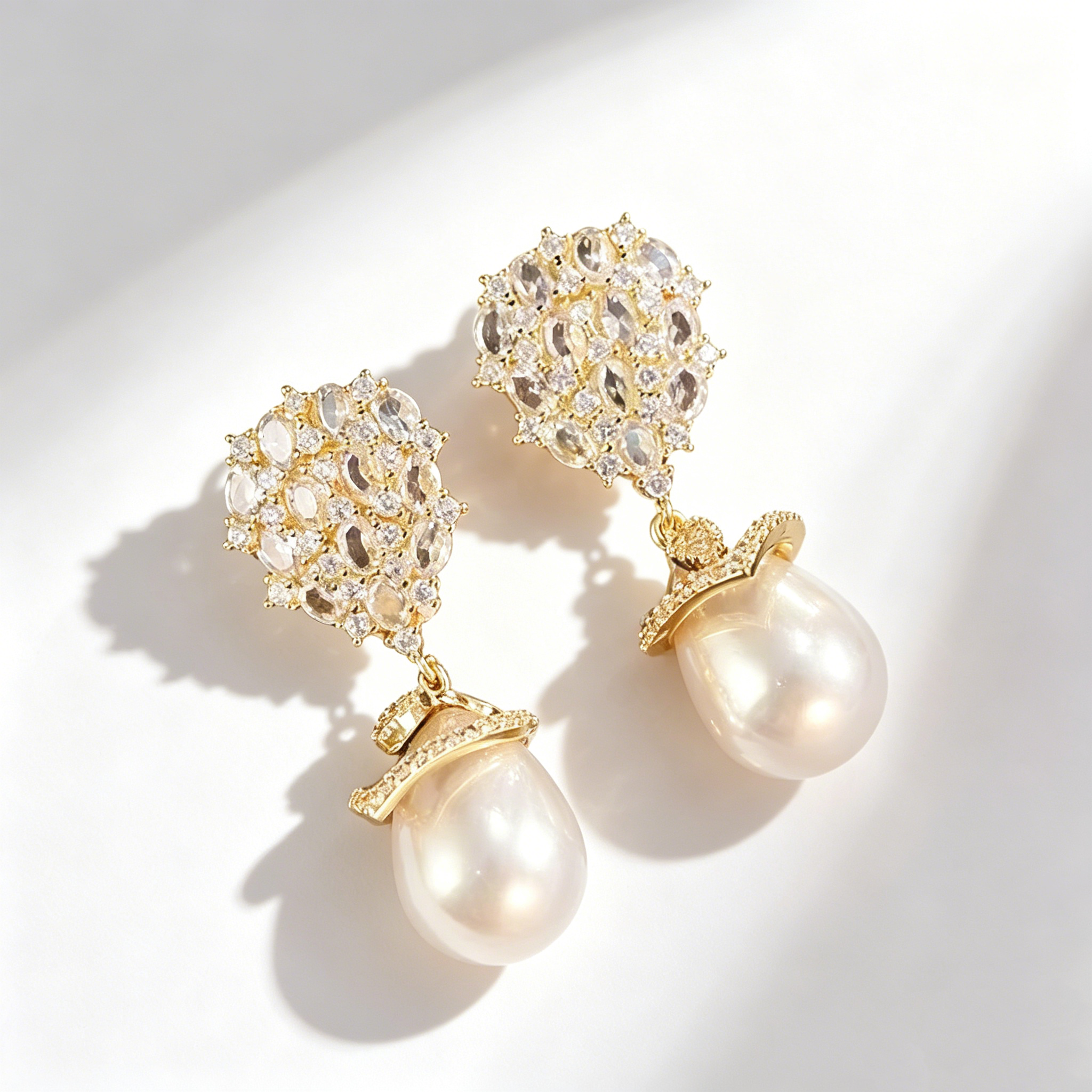 Baroque Pearl Pavé Drop Earrings