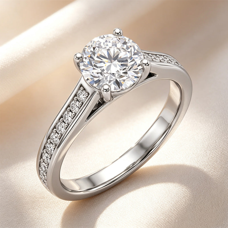 Round Stone Channel Paved Band Ring
