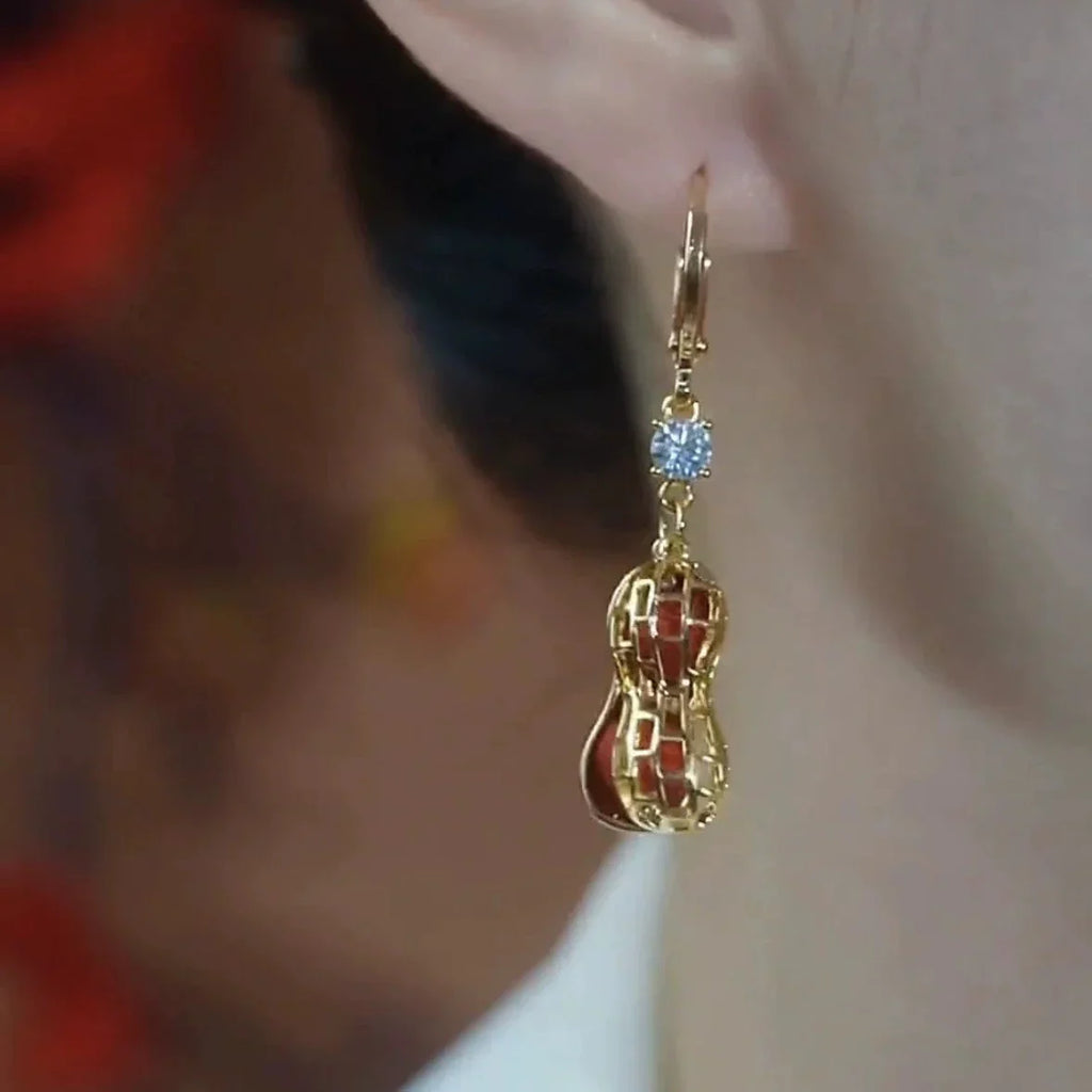 Good luck peanut natural freshwater pearl earrings