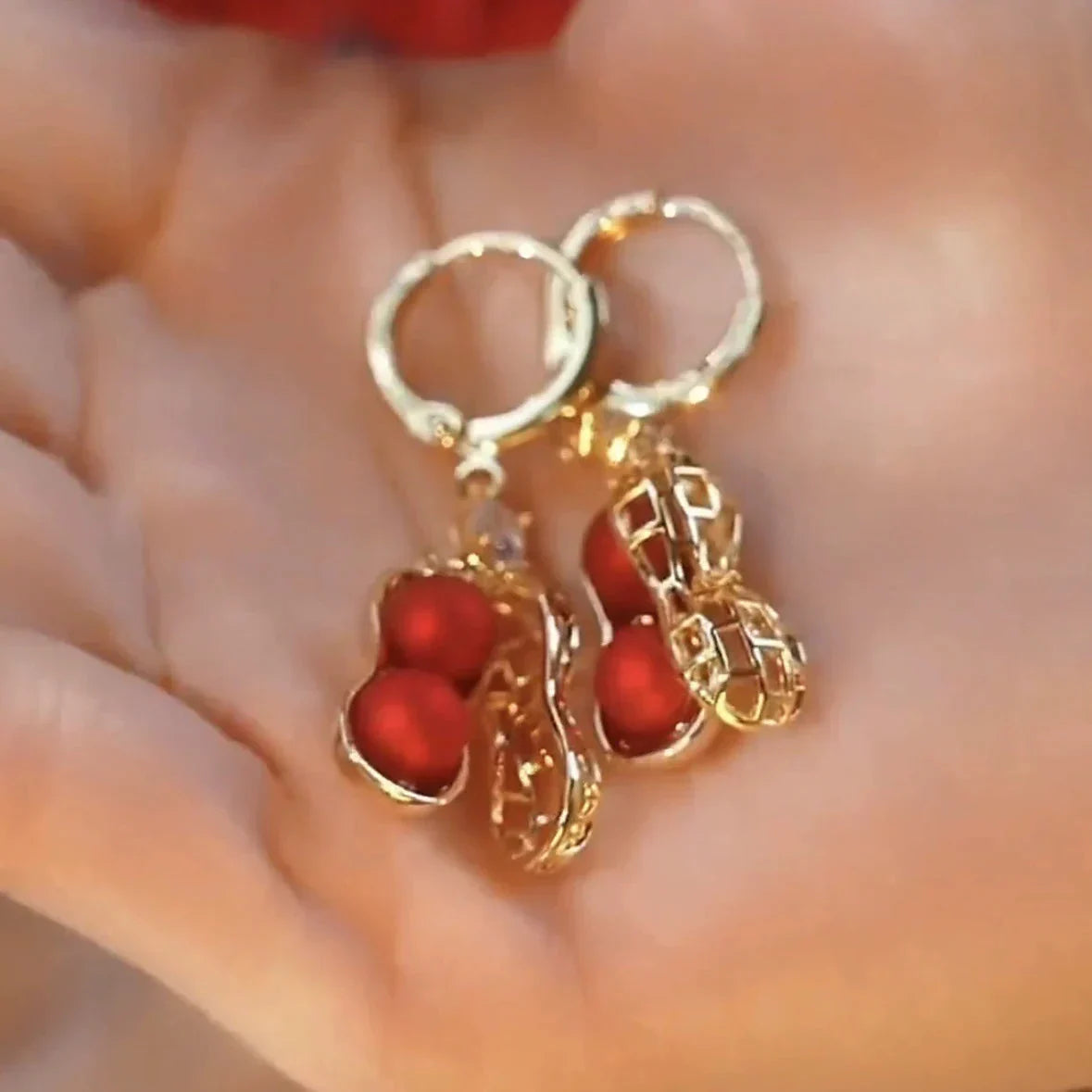 Good luck peanut natural freshwater pearl earrings