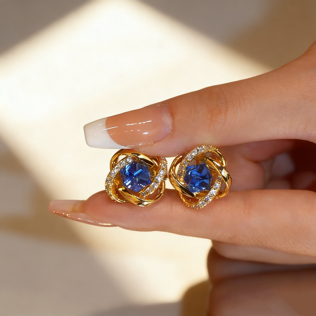 Square Sapphire Earrings