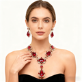 Red Crystal Diamond Necklace & Earring Set