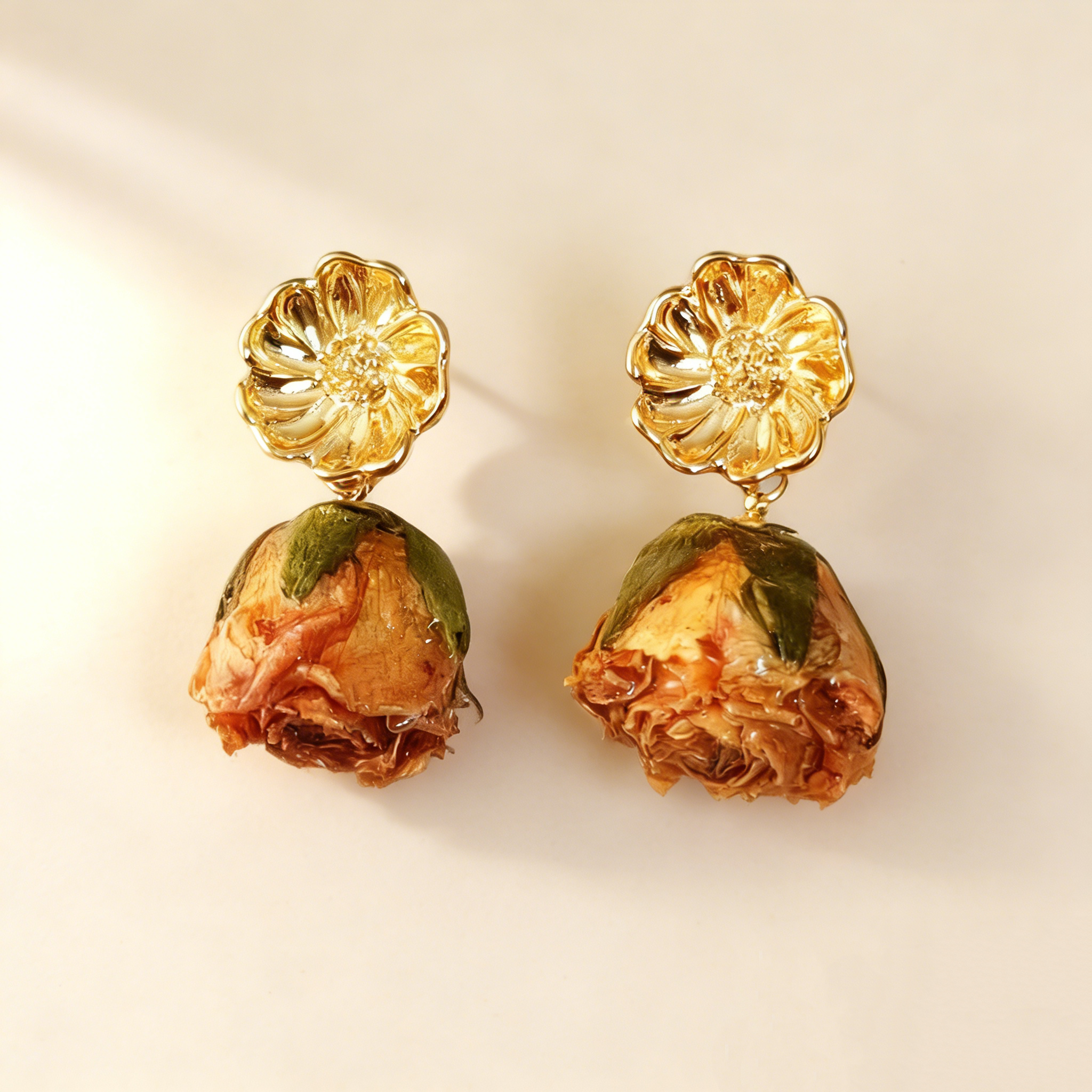 Handcrafted Yellow Rose Earrings