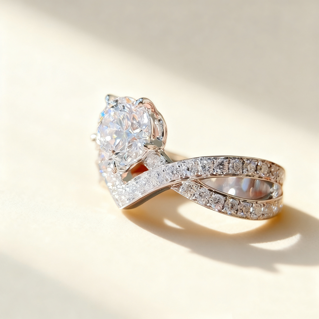 V-Shaped Crown Diamond Ring