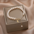 Gold Leaf Pearl Bracelet