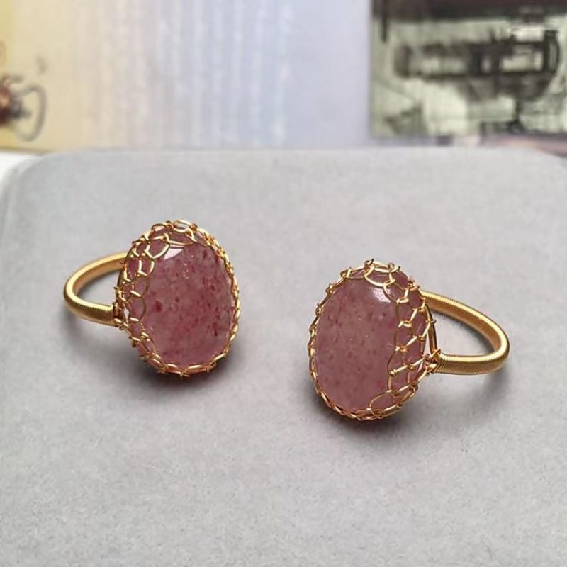 DIY 14k Gold Wire Wound Strawberry Crystal Ring