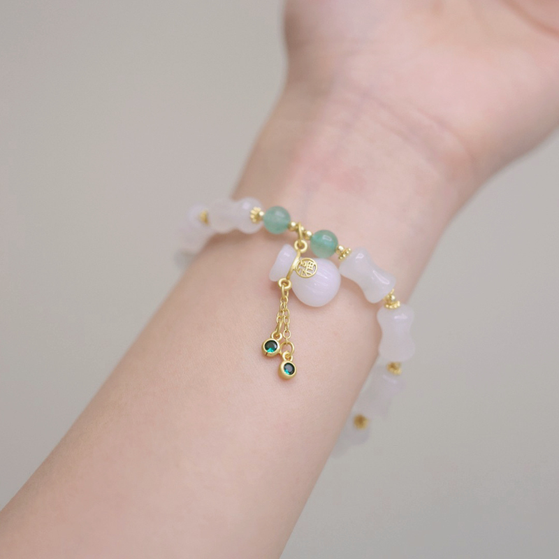 Natural White Jade ? Bamboo Bracelet